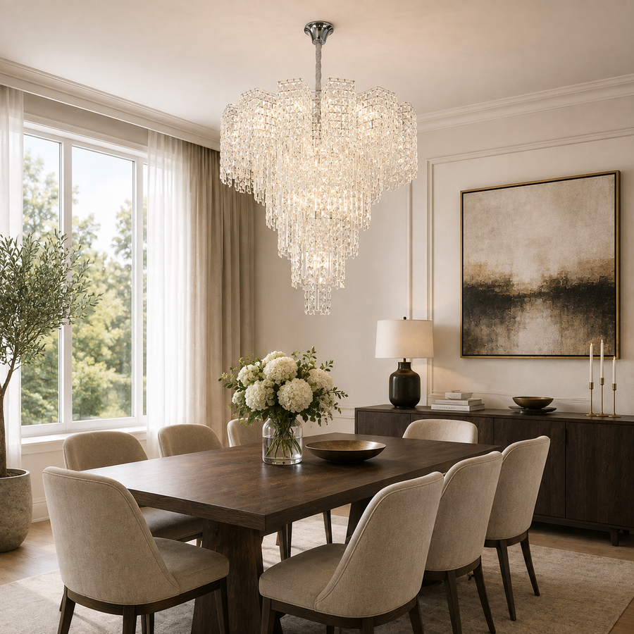 Crystal Chandelier TAGISH Supremo 19xE14, Διάμετρος 80cm, Μέταλλο και Κρύσταλλο, Γυαλιστερό Χρώμιο, Ρυθμιζόμενο Ύψος