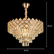 Κρυστάλλινος πολυέλαιος VECTORIA Magno 8xE14, Διάμετρος 58cm, Χρυσός, Ρυθμιζόμενο Ύψος, Μέταλλο και Κρύσταλλο