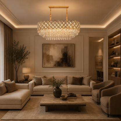 VECTORIA Supremo Crystal Chandelier, 10xE14, Διάμετρος 75x39cm, Χρυσός, Ρυθμιζόμενο Ύψος, Μέταλλο και Κρύσταλλο