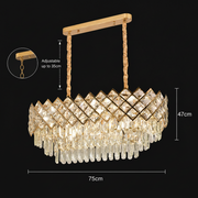 VECTORIA Supremo Crystal Chandelier, 10xE14, Διάμετρος 75x39cm, Χρυσός, Ρυθμιζόμενο Ύψος, Μέταλλο και Κρύσταλλο