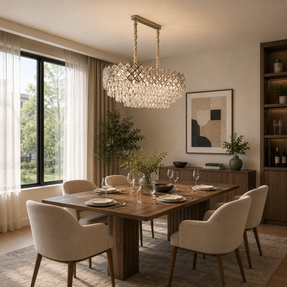 VECTORIA Supremo Crystal Chandelier, 10xE14, Διάμετρος 75x39cm, Γυαλιστερό χρώμιο, Ρυθμιζόμενο ύψος, Μέταλλο και Κρύσταλλο