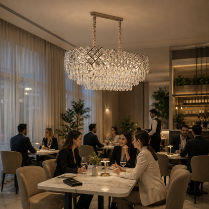 VECTORIA Supremo Crystal Chandelier, 10xE14, Διάμετρος 75x39cm, Γυαλιστερό χρώμιο, Ρυθμιζόμενο ύψος, Μέταλλο και Κρύσταλλο