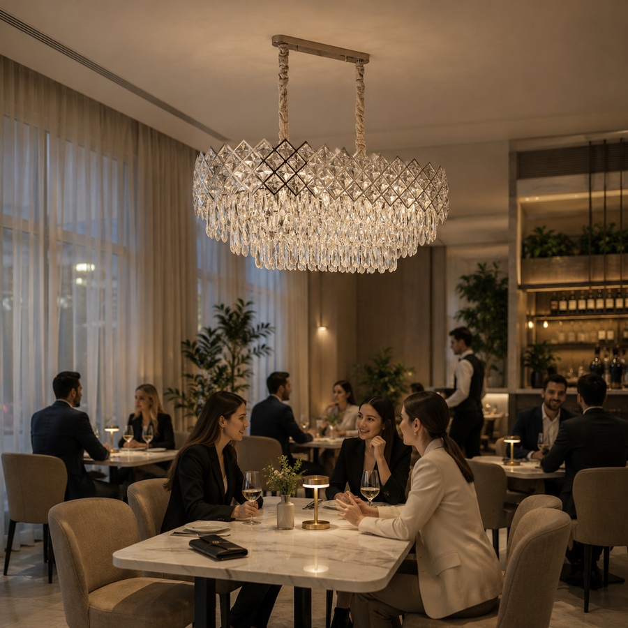 VECTORIA Supremo Crystal Chandelier, 10xE14, Διάμετρος 75x39cm, Γυαλιστερό χρώμιο, Ρυθμιζόμενο ύψος, Μέταλλο και Κρύσταλλο