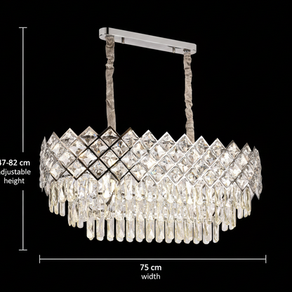 VECTORIA Supremo Crystal Chandelier, 10xE14, Διάμετρος 75x39cm, Γυαλιστερό χρώμιο, Ρυθμιζόμενο ύψος, Μέταλλο και Κρύσταλλο