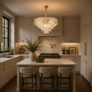Crystal Chandelier VECTOR Eleganza 8xE14, Διάμετρος 48cm, Γυαλιστερό Χρυσό, Ρυθμιζόμενο Ύψος, Μέταλλο και Κρύσταλλο