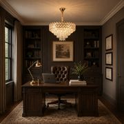 Crystal Chandelier VECTOR Eleganza 8xE14, Διάμετρος 48cm, Γυαλιστερό Χρυσό, Ρυθμιζόμενο Ύψος, Μέταλλο και Κρύσταλλο