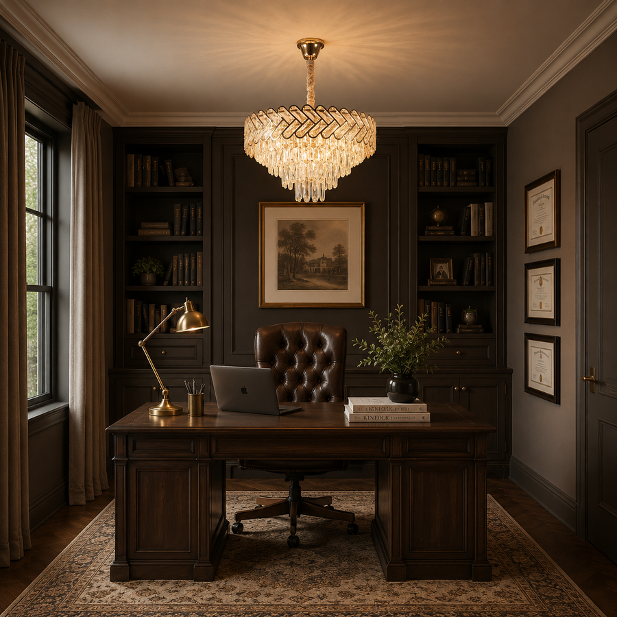 Crystal Chandelier VECTOR Eleganza 8xE14, Διάμετρος 48cm, Γυαλιστερό Χρυσό, Ρυθμιζόμενο Ύψος, Μέταλλο και Κρύσταλλο