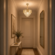 Crystal Chandelier VECTOR Nobile 5xE14, Διάμετρος 39cm, Γυαλιστερό Χρυσό, Ρυθμιζόμενο Ύψος, Μέταλλο και Κρύσταλλο