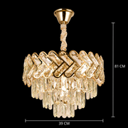 Crystal Chandelier VECTOR Nobile 5xE14, Διάμετρος 39cm, Γυαλιστερό Χρυσό, Ρυθμιζόμενο Ύψος, Μέταλλο και Κρύσταλλο