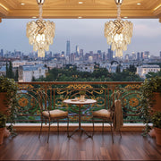 Crystal Chandelier VECTOR Petito 3xE14, Διάμετρος 28cm, Γυαλιστερό Χρυσό, Ρυθμιζόμενο Ύψος, Μέταλλο και Κρύσταλλο
