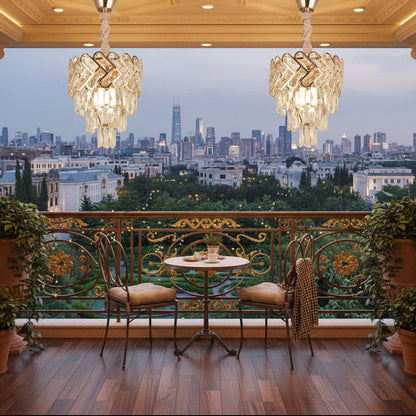 Crystal Chandelier VECTOR Petito 3xE14, Διάμετρος 28cm, Γυαλιστερό Χρυσό, Ρυθμιζόμενο Ύψος, Μέταλλο και Κρύσταλλο