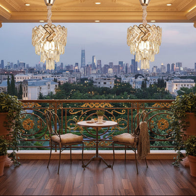 Crystal Chandelier VECTOR Petito 3xE14, Διάμετρος 28cm, Γυαλιστερό Χρυσό, Ρυθμιζόμενο Ύψος, Μέταλλο και Κρύσταλλο