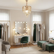 Crystal Chandelier VECTOR Petito 3xE14, Διάμετρος 28cm, Γυαλιστερό Χρυσό, Ρυθμιζόμενο Ύψος, Μέταλλο και Κρύσταλλο