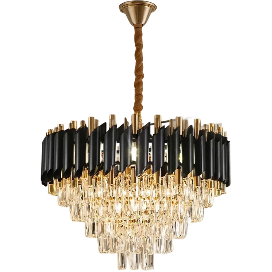 Crystal Chandelier VERSAILLES Elegance 8x E14, Διάμετρος 50cm, Μαύρο, Γυαλιστερό Χρυσό, Ρυθμιζόμενο Ύψος Κρυστάλλινοι Πολυέλαιοι Προεπιλεγμένος τίτλος Alessandro Design