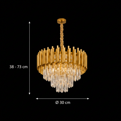 Κρυστάλλινος πολυέλαιος VERSAILLES Nobile 5xE14, Διάμετρος 40cm, Χρυσός, Ρυθμιζόμενο Ύψος