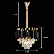 Nobile VERSAILLES Crystal Chandelier 5xE14, Διάμετρος 40cm, Γυαλιστερό χρυσό και μαύρο