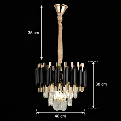 Nobile VERSAILLES Crystal Chandelier 5xE14, Διάμετρος 40cm, Γυαλιστερό χρυσό και μαύρο