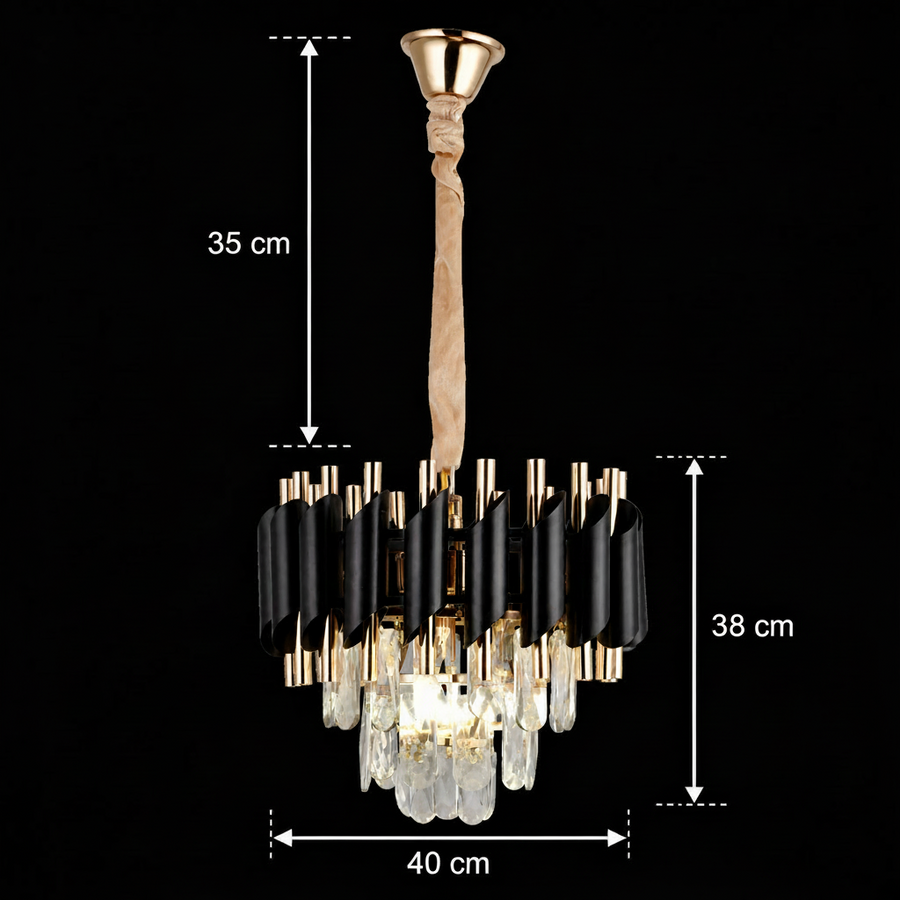 Nobile VERSAILLES Crystal Chandelier 5xE14, Διάμετρος 40cm, Γυαλιστερό χρυσό και μαύρο