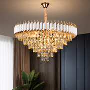 VERSAILLES Supremo Crystal Chandelier 12xE14, Διάμετρος 80cm, Γυαλιστερό Χρυσό και Λευκό, Ρυθμιζόμενο Ύψος