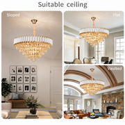 VERSAILLES Supremo Crystal Chandelier 12xE14, Διάμετρος 80cm, Γυαλιστερό Χρυσό και Λευκό, Ρυθμιζόμενο Ύψος