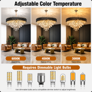 Crystal Chandelier VERSAILLES Supremo 12xE14, Διάμετρος 80cm, Γυαλιστερό Χρυσό και Μαύρο, Ρυθμιζόμενο Ύψος