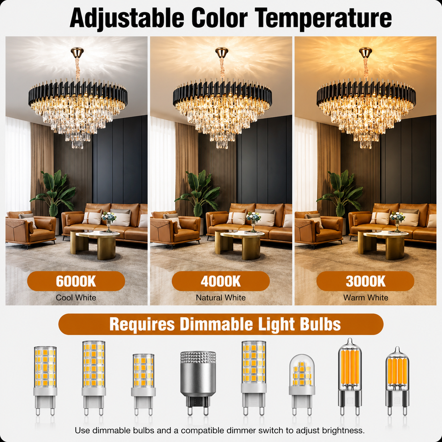Crystal Chandelier VERSAILLES Supremo 12xE14, Διάμετρος 80cm, Γυαλιστερό Χρυσό και Μαύρο, Ρυθμιζόμενο Ύψος