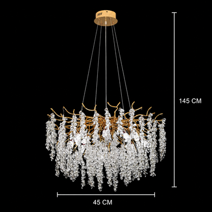 Πολυέλαιος WALTZ Cascade Crystal, 6xG9, Χρυσός, διάμετρος 45cm, Ρυθμιζόμενο Ύψος