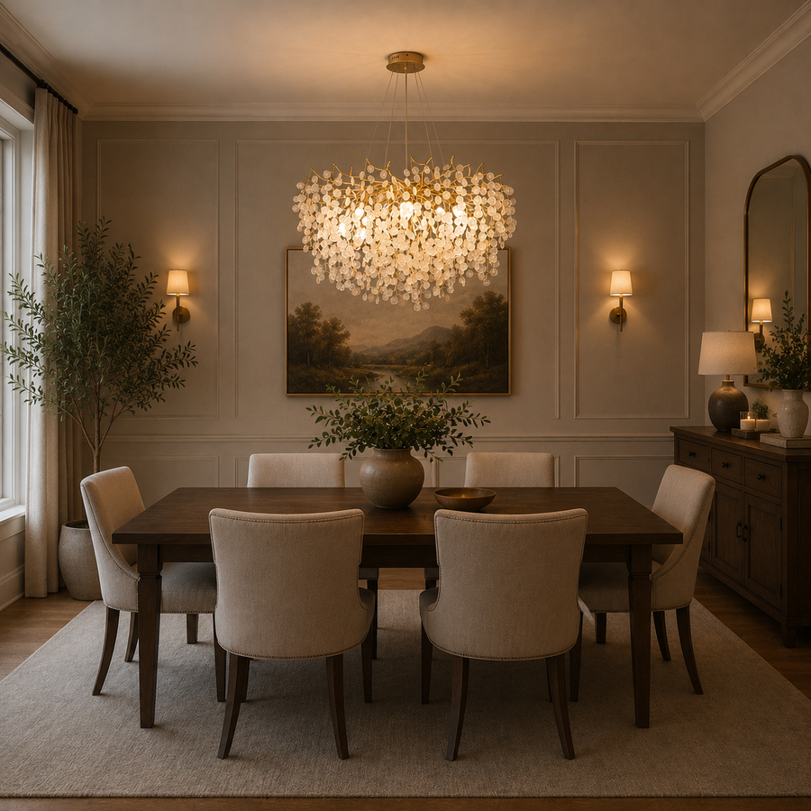 WALTZ Serenade Crystal Chandelier, 6xG9, Χρυσό, 60cm, Ρυθμιζόμενο Ύψος