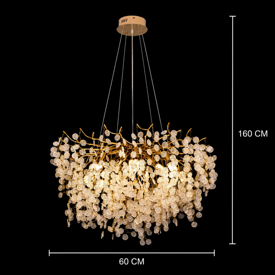 WALTZ Serenade Crystal Chandelier, 6xG9, Χρυσό, 60cm, Ρυθμιζόμενο Ύψος