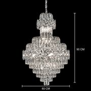 WINDSOR Grande Supremo Crystal Chandelier 14xE14, Διάμετρος 60X90cm, Γυαλιστερό χρώμιο, Ρυθμιζόμενο ύψος