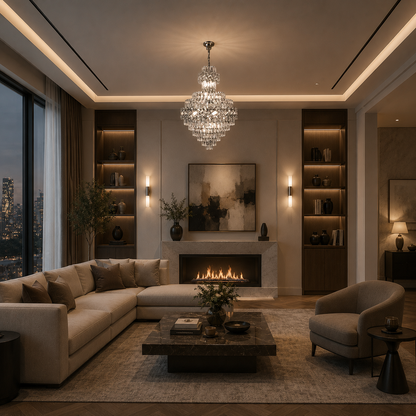 WINDSOR Grande Supremo Crystal Chandelier 14xE14, Διάμετρος 60X90cm, Γυαλιστερό χρώμιο, Ρυθμιζόμενο ύψος