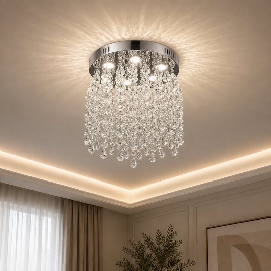 Crystal LED Chandelier LLC210/400CH Στρογγυλός, 22W, Δροσερό/Ζεστό/Ουδέτερο φως, Κρύσταλλο, Γυαλιστερό χρώμιο