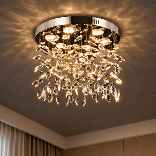 Crystal LED Chandelier LLC210/400CH Στρογγυλός, 22W, Δροσερό/Ζεστό/Ουδέτερο φως, Κρύσταλλο, Γυαλιστερό χρώμιο