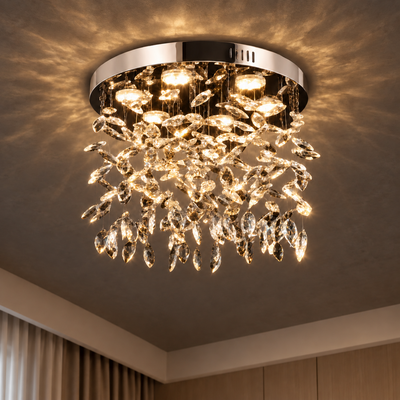 Crystal LED Chandelier LLC210/400CH Στρογγυλός, 22W, Δροσερό/Ζεστό/Ουδέτερο φως, Κρύσταλλο, Γυαλιστερό χρώμιο