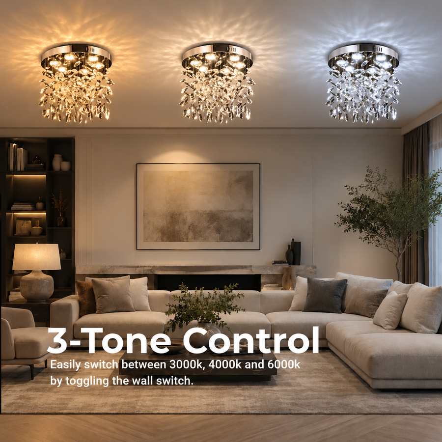 Crystal LED Chandelier LLC210/400CH Στρογγυλός, 22W, Δροσερό/Ζεστό/Ουδέτερο φως, Κρύσταλλο, Γυαλιστερό χρώμιο