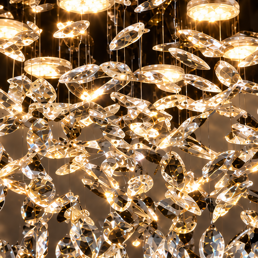 Crystal LED Chandelier LLC210/400CH Στρογγυλός, 22W, Δροσερό/Ζεστό/Ουδέτερο φως, Κρύσταλλο, Γυαλιστερό χρώμιο