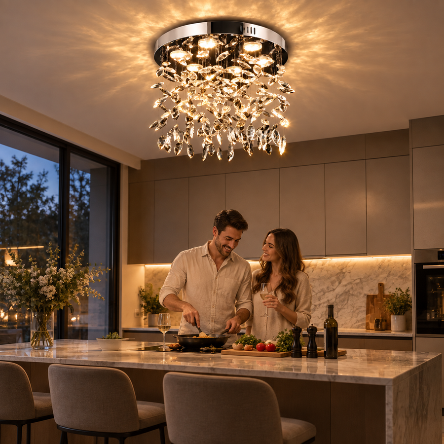 Crystal LED Chandelier LLC210/400CH Στρογγυλός, 22W, Δροσερό/Ζεστό/Ουδέτερο φως, Κρύσταλλο, Γυαλιστερό χρώμιο