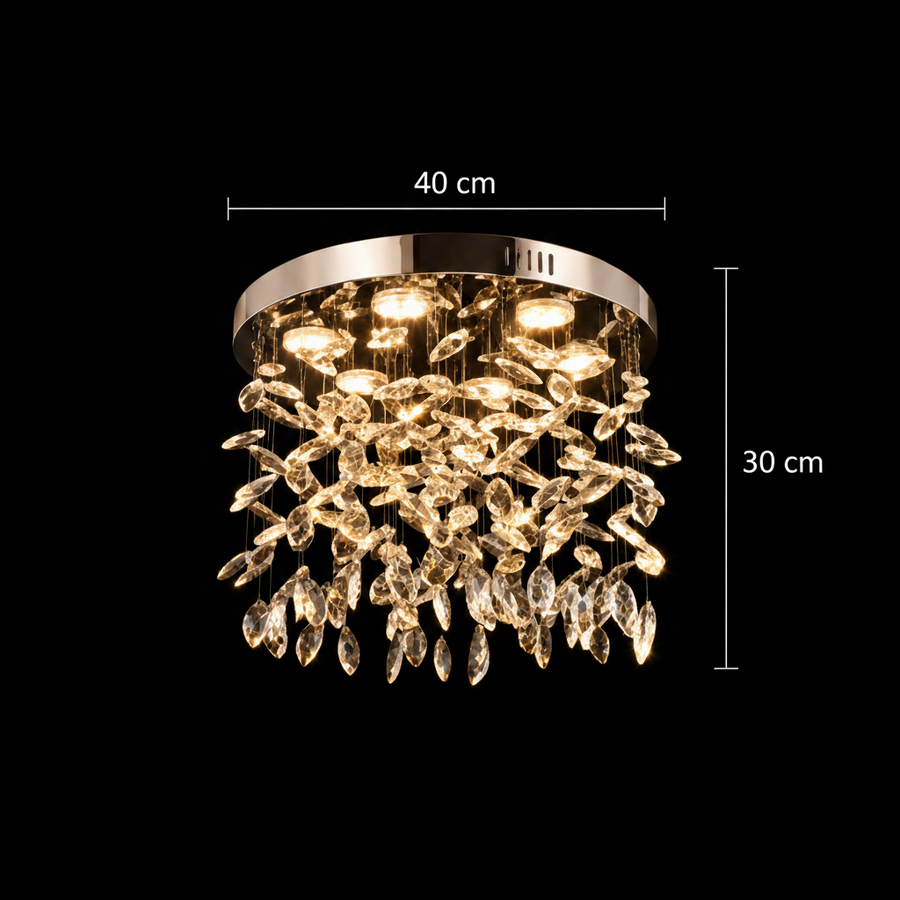 Crystal LED Chandelier LLC210/400CH Στρογγυλός, 22W, Δροσερό/Ζεστό/Ουδέτερο φως, Κρύσταλλο, Γυαλιστερό χρώμιο