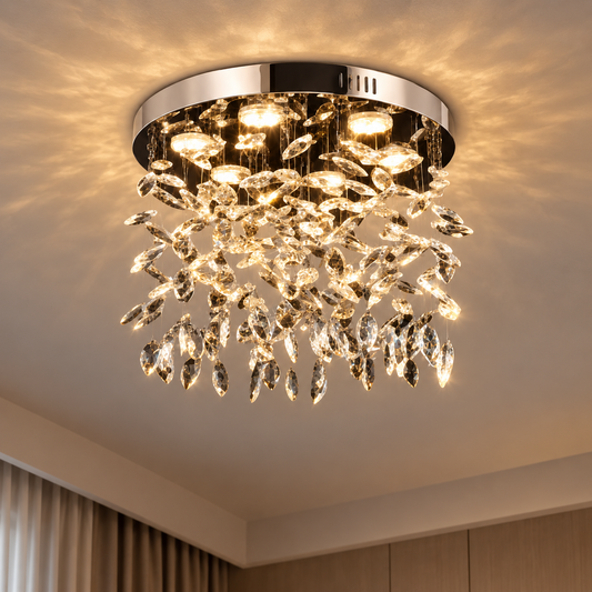 Crystal LED Chandelier LLC210/550CH Στρογγυλός, 30W, Κρύο/Ζεστό/Ουδέτερο φως, Κρύσταλλο, Γυαλιστερό χρώμιο
