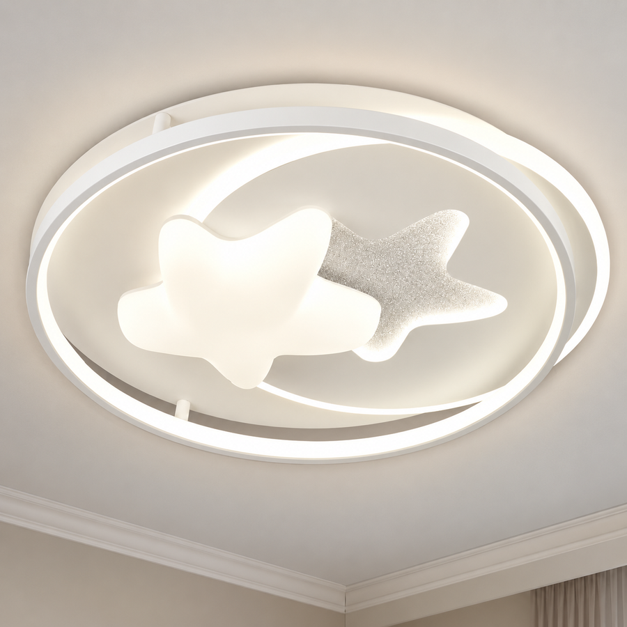 Πολυέλαιος LED με τηλεχειριστήριο ISTARAVSHAN, Shape of Heavenly Bodies, 87W, Ψυχρό/Ζεστό/Ουδέτερο φως, Ρυθμιζόμενο, Λευκό