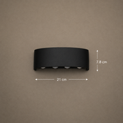 Ellis Εξωτερικό φως τοίχου LED, 8W, 8 πηγές φωτός, θερμό φως, μαύρο