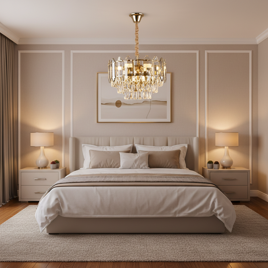Alfred Crystal Chandelier 3 x E14 Gold