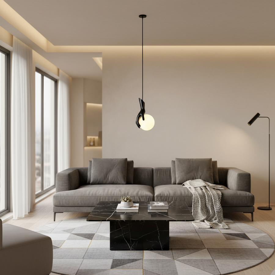 Aplica LED Decorativa MANOS, 13x120cm, 1xE27, Sticla si Resina, Negru