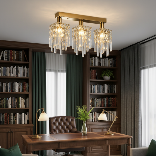 Crystal Chandelier CC180/3GD, 3xE14, 35*6*9, IP20, Gold, Crystal, Iron, Bulbs Δεν Περιλαμβάνονται