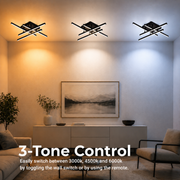 Πολυέλαιος LED με Τηλεχειριστήριο LINEX, 52W, 4 Στοιχείων, Γραμμικό, Κρύο/Ζεστό/Ουδέτερο φως, Ρυθμιζόμενο, Μαύρο