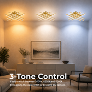 Πολυέλαιος LED με Τηλεχειριστήριο LINEX, 81W, Light 3000K/4000K/6000K, Dimmable, Gold