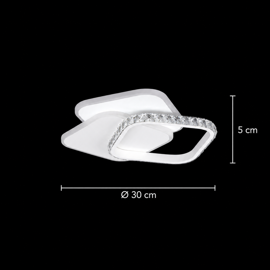 Κρυστάλλινος LED πολυέλαιος ANASTASIA 39W, Διάμετρος 30cm, Κρύο/Ζεστό/Ουδέτερο φως, Λευκό