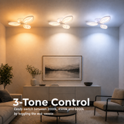 Πολυέλαιος LED με τηλεχειριστήριο ORCHID 40W, 3 Πέταλα, Κρύο/Ζεστό/Ουδέτερο φως, Ρυθμιζόμενο, Λευκό