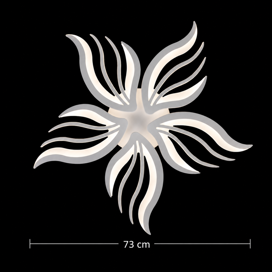 Πολυέλαιος LED με τηλεχειριστήριο SAKURA 60W, 5 πέταλα, Κρύο/Ζεστό/Ουδέτερο φως, Ρυθμιζόμενο, Λευκό