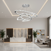 Φωτεινός πολυέλαιος PRISM LED, κρύσταλλο και μέταλλο, 210W, 4 κύκλοι, με δυνατότητα ρύθμισης ρύθμισης, κρύο/θερμό/ουδέτερο φως, πολυτελής φωτισμός